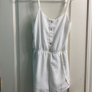 White on white gingham romper